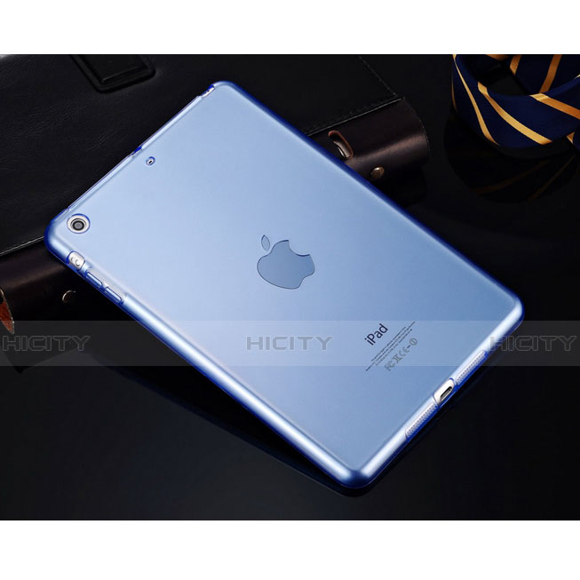 Silikon Schutzhülle Ultra Dünn Tasche Durchsichtig Transparent für Apple iPad Mini Hellblau groß