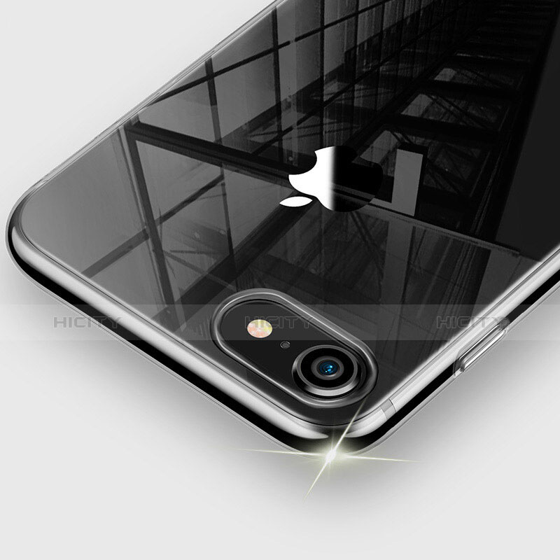 Silikon Schutzhülle Ultra Dünn Tasche Durchsichtig Transparent für Apple iPhone 7 Schwarz groß