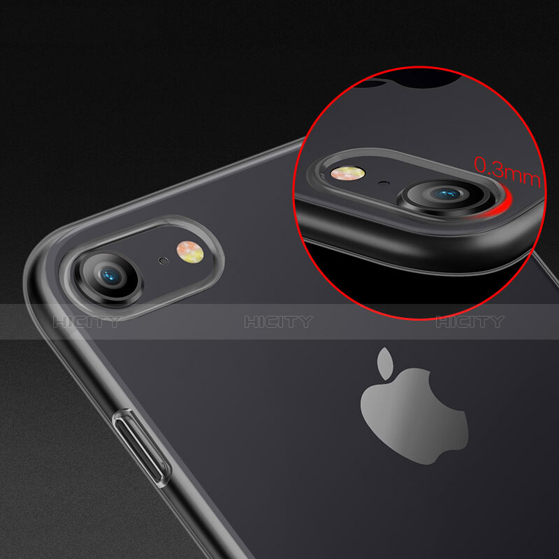 Silikon Schutzhülle Ultra Dünn Tasche Durchsichtig Transparent für Apple iPhone 7 Schwarz groß