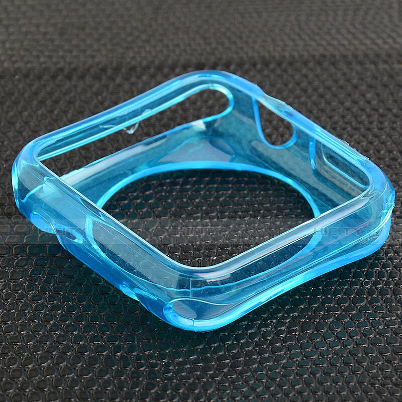 Silikon Schutzhülle Ultra Dünn Tasche Durchsichtig Transparent für Apple iWatch 2 42mm Blau