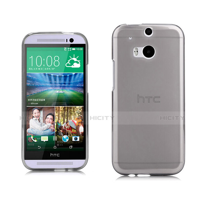 Silikon Schutzhülle Ultra Dünn Tasche Durchsichtig Transparent für HTC One M8 Grau