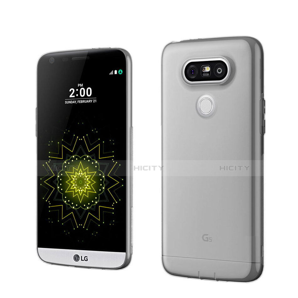 Silikon Schutzhülle Ultra Dünn Tasche Durchsichtig Transparent für LG G5 Grau Plus