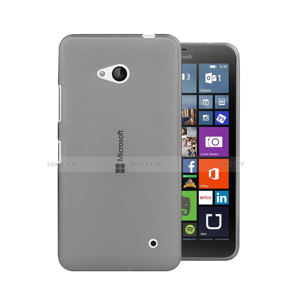 Silikon Schutzhülle Ultra Dünn Tasche Durchsichtig Transparent für Microsoft Lumia 640 Grau Plus