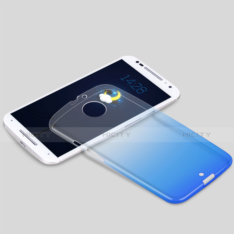 Silikon Schutzhülle Ultra Dünn Tasche Durchsichtig Transparent für Motorola Moto X (2nd Gen) Blau groß
