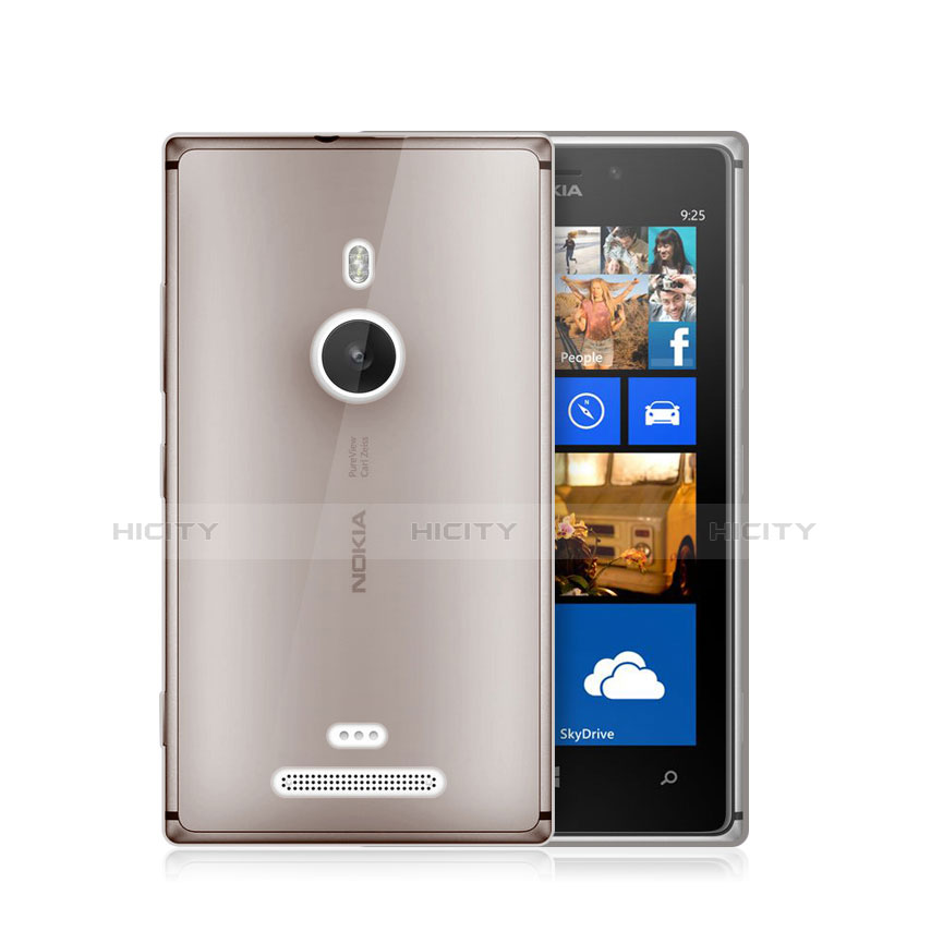 Silikon Schutzhülle Ultra Dünn Tasche Durchsichtig Transparent für Nokia Lumia 925 Grau Plus