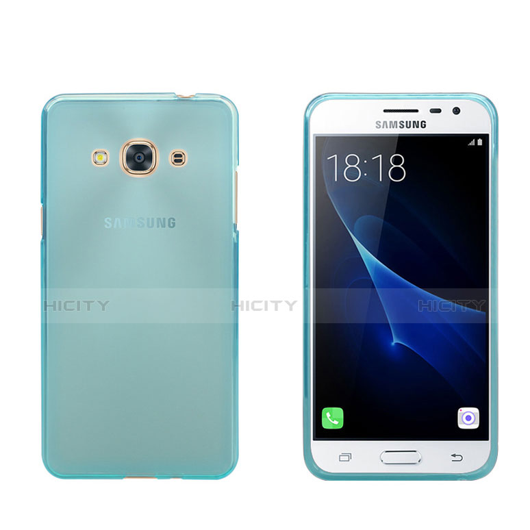 Silikon Schutzhülle Ultra Dünn Tasche Durchsichtig Transparent für Samsung Galaxy J3 Pro (2016) J3110 Blau Plus