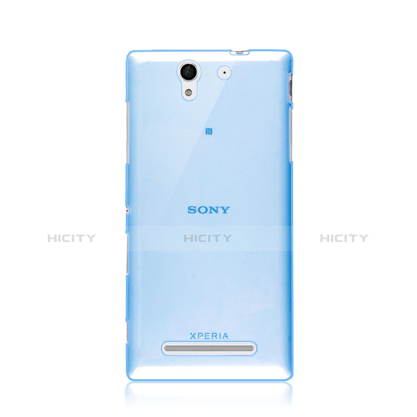Silikon Schutzhülle Ultra Dünn Tasche Durchsichtig Transparent für Sony Xperia C3 Blau Plus