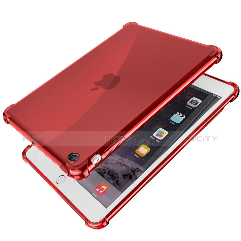 Silikon Schutzhülle Ultra Dünn Tasche Durchsichtig Transparent H01 für Apple iPad Mini 3 Rot Plus