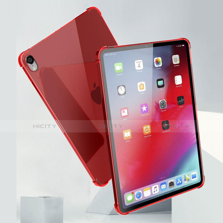 Silikon Schutzhülle Ultra Dünn Tasche Durchsichtig Transparent H01 für Apple iPad Pro 11 (2018) Rot Plus