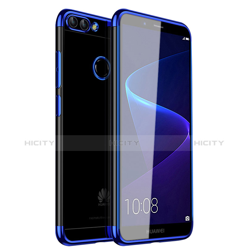 Silikon Schutzhülle Ultra Dünn Tasche Durchsichtig Transparent H01 für Huawei Enjoy 7S Blau