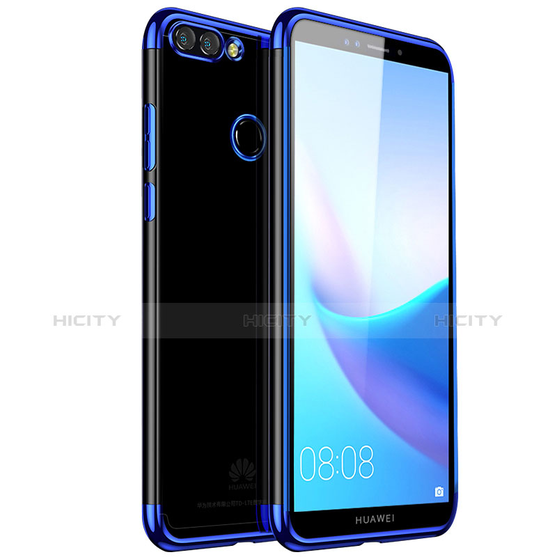 Silikon Schutzhülle Ultra Dünn Tasche Durchsichtig Transparent H01 für Huawei Enjoy 8 Plus Blau