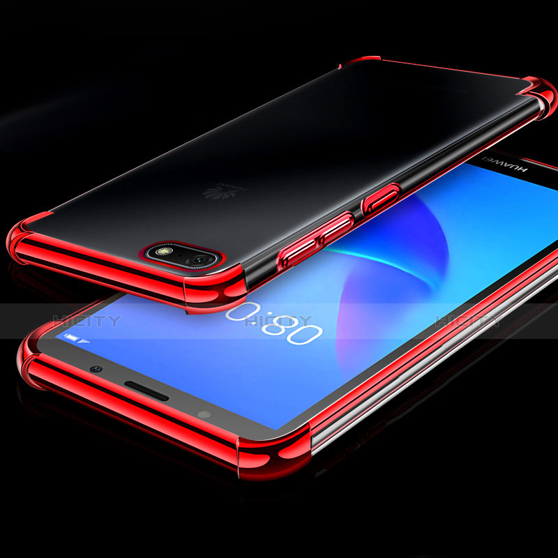 Silikon Schutzhülle Ultra Dünn Tasche Durchsichtig Transparent H01 für Huawei Enjoy 8e Lite Rot Plus