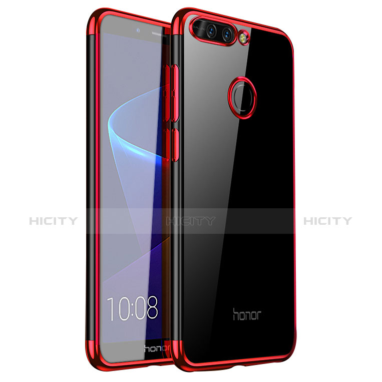 Silikon Schutzhülle Ultra Dünn Tasche Durchsichtig Transparent H01 für Huawei Honor 8 Pro Rot Plus