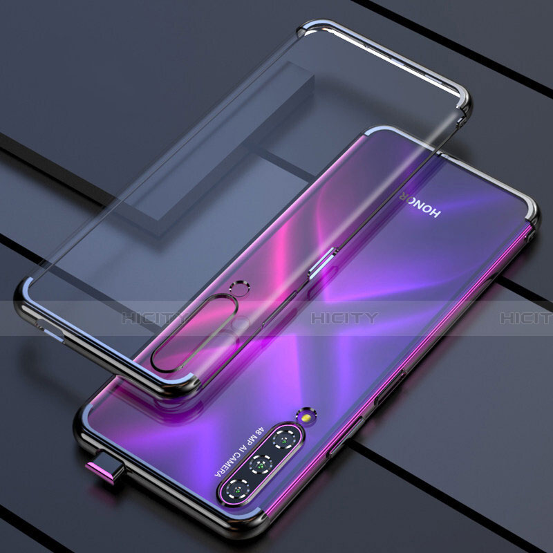 Silikon Schutzhülle Ultra Dünn Tasche Durchsichtig Transparent H01 für Huawei Honor 9X Pro Schwarz
