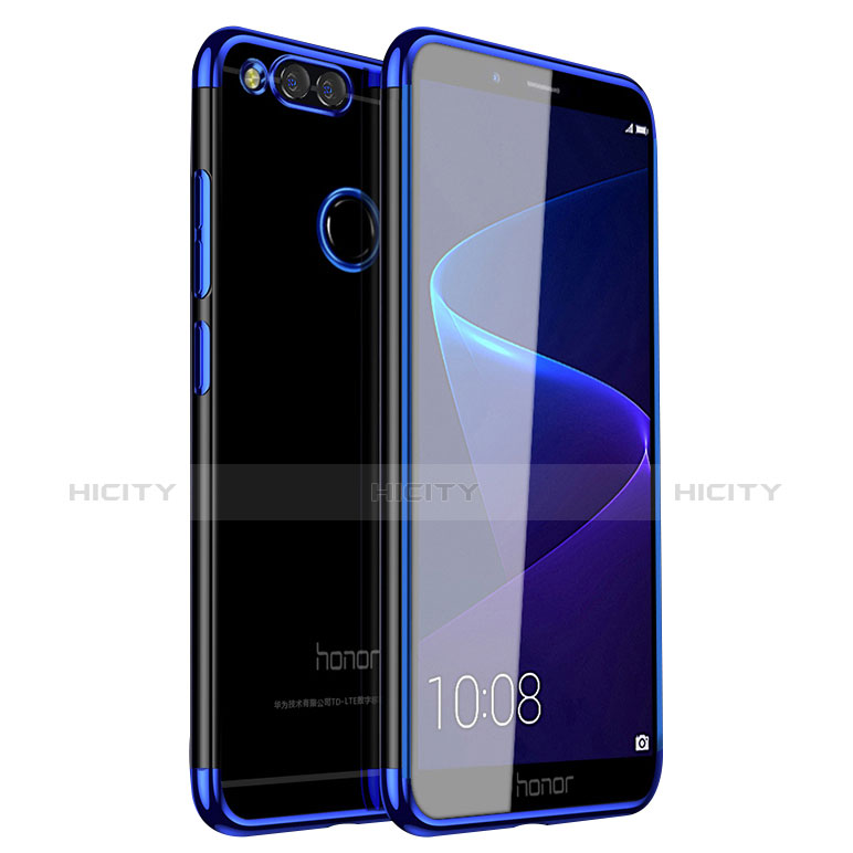 Silikon Schutzhülle Ultra Dünn Tasche Durchsichtig Transparent H01 für Huawei Honor Play 7X Blau Plus