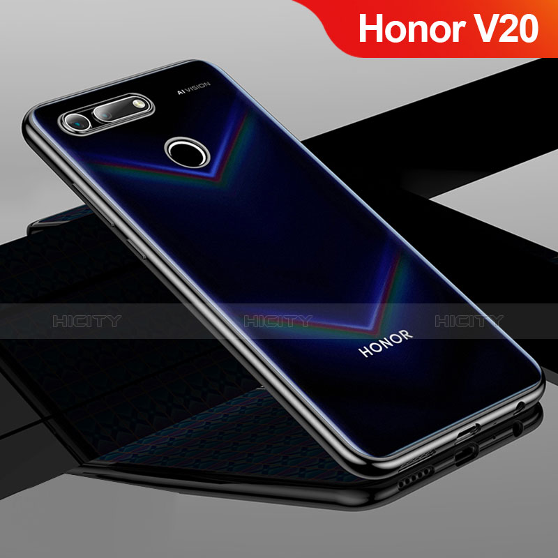Silikon Schutzhülle Ultra Dünn Tasche Durchsichtig Transparent H01 für Huawei Honor View 20 Schwarz