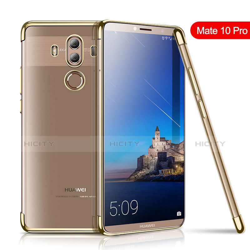 Silikon Schutzhülle Ultra Dünn Tasche Durchsichtig Transparent H01 für Huawei Mate 10 Pro Gold