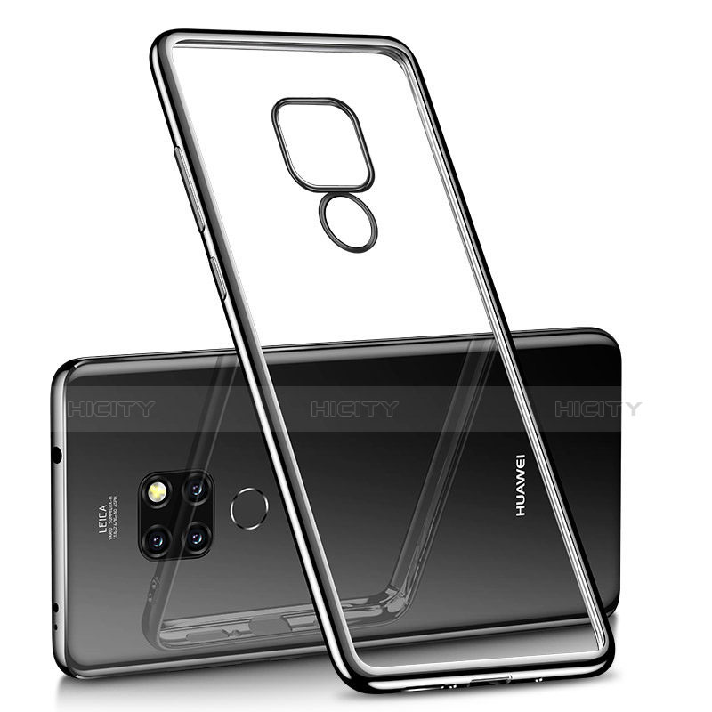 Silikon Schutzhülle Ultra Dünn Tasche Durchsichtig Transparent H01 für Huawei Mate 20 Schwarz