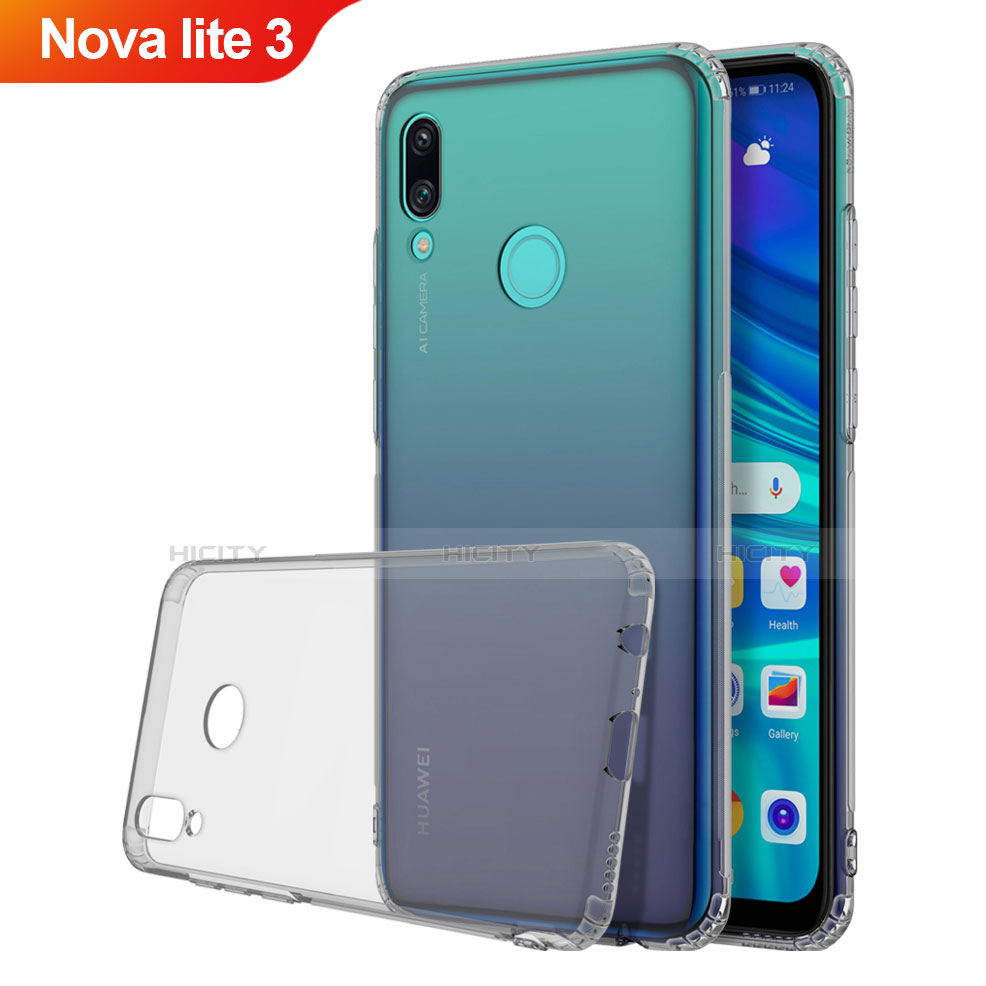 Silikon Schutzhülle Ultra Dünn Tasche Durchsichtig Transparent H01 für Huawei Nova Lite 3 Grau Plus