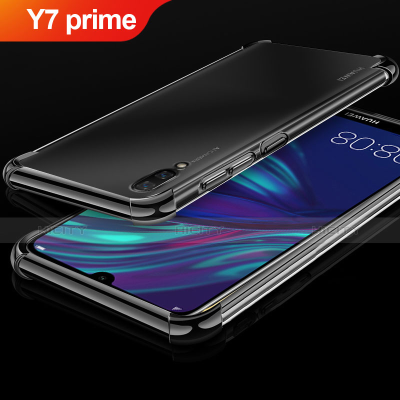 Silikon Schutzhülle Ultra Dünn Tasche Durchsichtig Transparent H01 für Huawei Y7 Prime (2019) Schwarz Plus