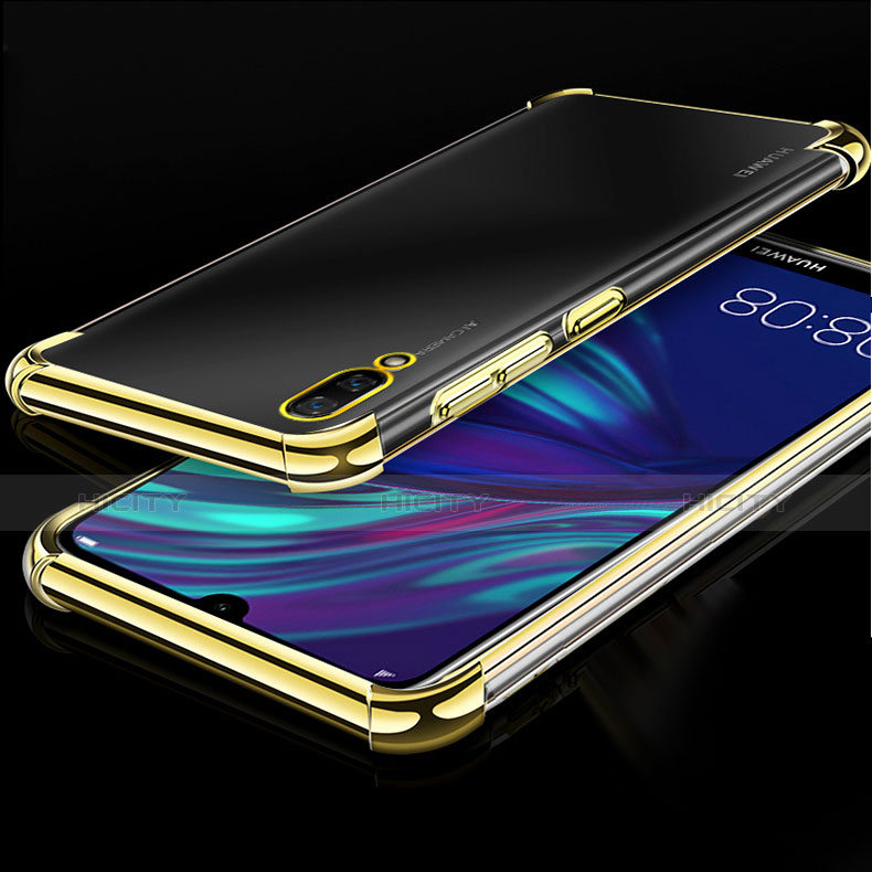 Silikon Schutzhülle Ultra Dünn Tasche Durchsichtig Transparent H01 für Huawei Y7 Pro (2019) Gold