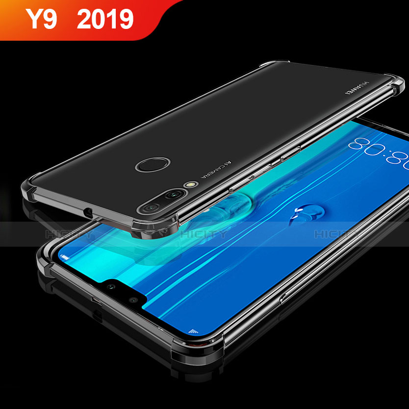 Silikon Schutzhülle Ultra Dünn Tasche Durchsichtig Transparent H01 für Huawei Y9 (2019) Schwarz Plus
