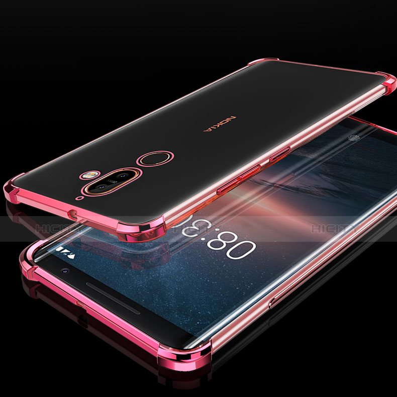 Silikon Schutzhülle Ultra Dünn Tasche Durchsichtig Transparent H01 für Nokia 7 Plus Rosegold