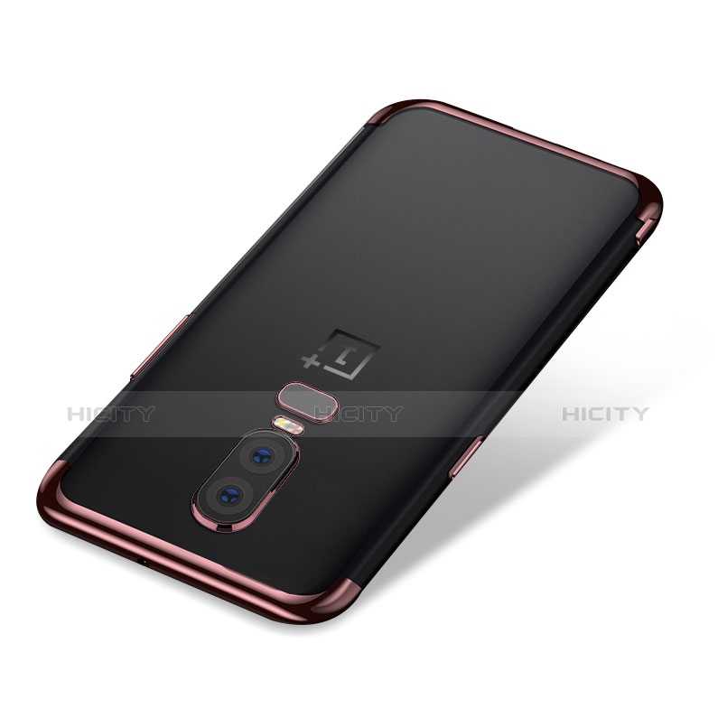 Silikon Schutzhülle Ultra Dünn Tasche Durchsichtig Transparent H01 für OnePlus 6 Rosegold Plus