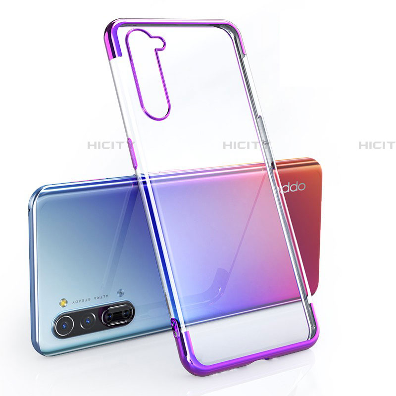 Silikon Schutzhülle Ultra Dünn Tasche Durchsichtig Transparent H01 für Oppo Find X2 Lite Violett