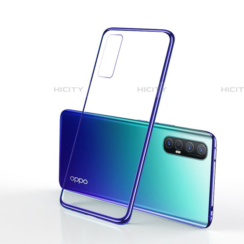 Silikon Schutzhülle Ultra Dünn Tasche Durchsichtig Transparent H01 für Oppo Find X2 Neo Blau