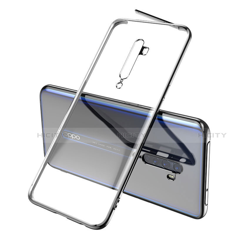 Silikon Schutzhülle Ultra Dünn Tasche Durchsichtig Transparent H01 für Oppo Reno2 Schwarz Plus