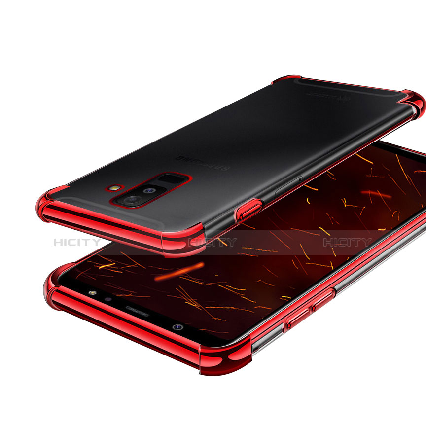 Silikon Schutzhülle Ultra Dünn Tasche Durchsichtig Transparent H01 für Samsung Galaxy A6 Plus Rot Plus