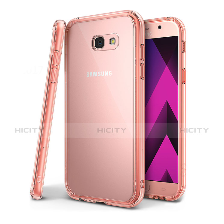 Silikon Schutzhülle Ultra Dünn Tasche Durchsichtig Transparent H01 für Samsung Galaxy A7 (2017) A720F Rosa Plus