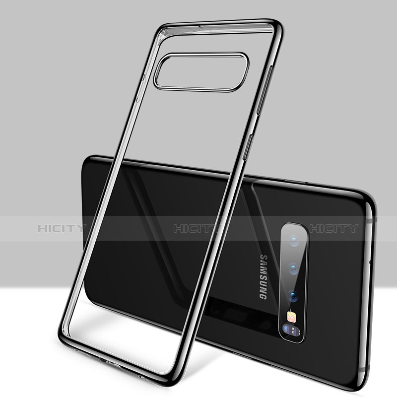 Silikon Schutzhülle Ultra Dünn Tasche Durchsichtig Transparent H01 für Samsung Galaxy S10 Schwarz Plus