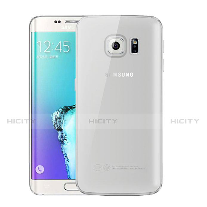 Silikon Schutzhülle Ultra Dünn Tasche Durchsichtig Transparent H01 für Samsung Galaxy S6 Edge+ Plus SM-G928F Grau Plus