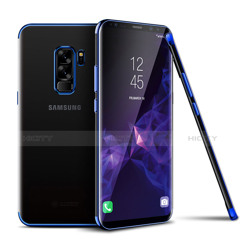 Silikon Schutzhülle Ultra Dünn Tasche Durchsichtig Transparent H01 für Samsung Galaxy S9 Plus Blau