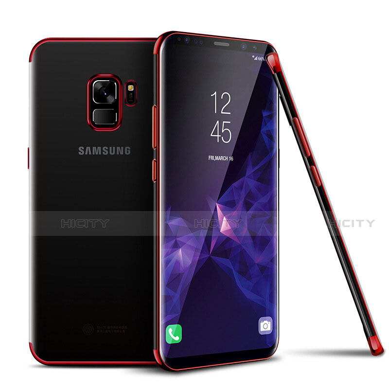 Silikon Schutzhülle Ultra Dünn Tasche Durchsichtig Transparent H01 für Samsung Galaxy S9 Rot