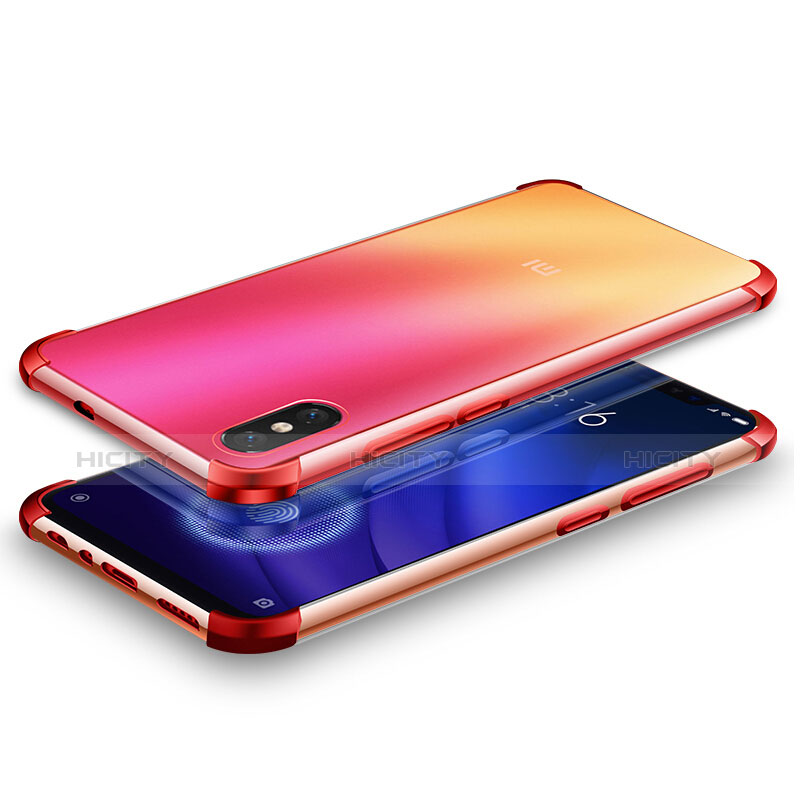 Silikon Schutzhülle Ultra Dünn Tasche Durchsichtig Transparent H01 für Xiaomi Mi 8 Screen Fingerprint Edition Rot