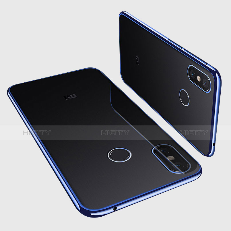 Silikon Schutzhülle Ultra Dünn Tasche Durchsichtig Transparent H01 für Xiaomi Mi Max 3 Blau Plus