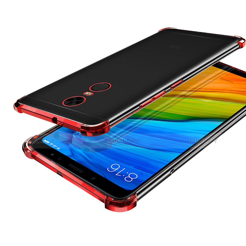 Silikon Schutzhülle Ultra Dünn Tasche Durchsichtig Transparent H01 für Xiaomi Redmi Note 5 Indian Version Rot Plus