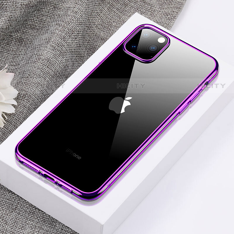 Silikon Schutzhülle Ultra Dünn Tasche Durchsichtig Transparent H02 für Apple iPhone 11 Pro Violett Plus