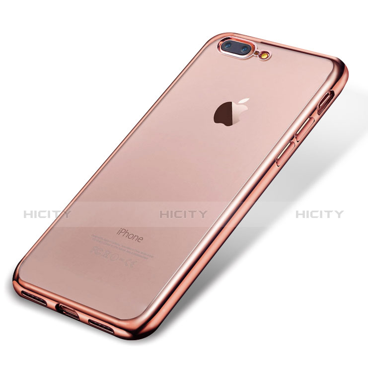 Silikon Schutzhülle Ultra Dünn Tasche Durchsichtig Transparent H02 für Apple iPhone 8 Plus Rosegold