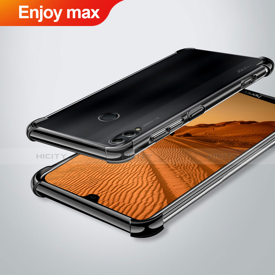 Silikon Schutzhülle Ultra Dünn Tasche Durchsichtig Transparent H02 für Huawei Enjoy Max Schwarz Plus