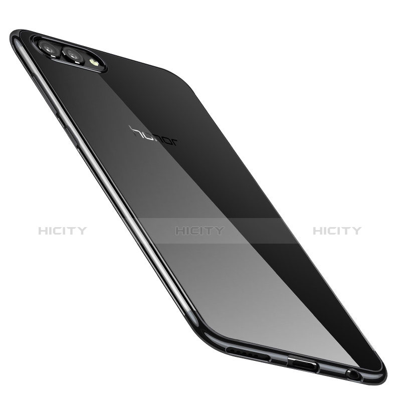 Silikon Schutzhülle Ultra Dünn Tasche Durchsichtig Transparent H02 für Huawei Honor V10 Schwarz Plus