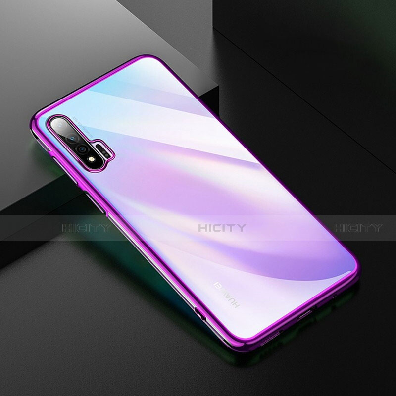 Silikon Schutzhülle Ultra Dünn Tasche Durchsichtig Transparent H02 für Huawei Nova 6 5G Violett Plus