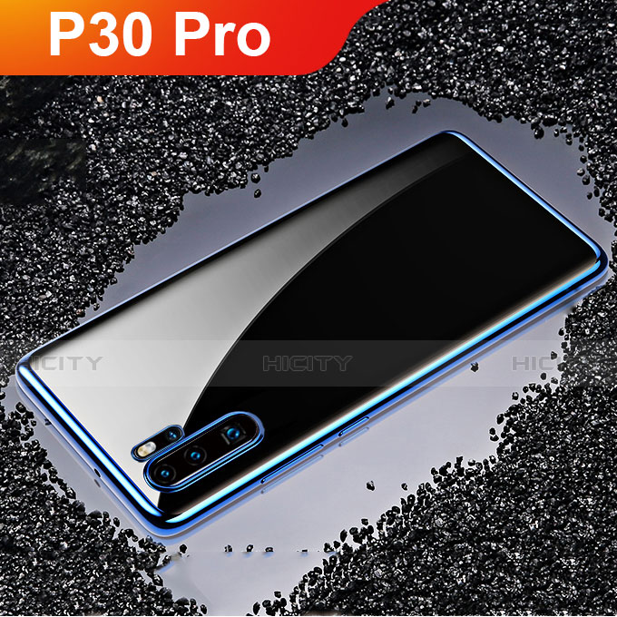 Silikon Schutzhülle Ultra Dünn Tasche Durchsichtig Transparent H02 für Huawei P30 Pro Blau