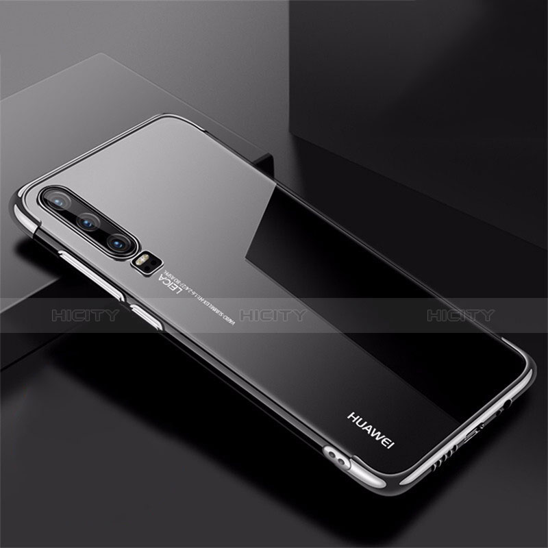 Silikon Schutzhülle Ultra Dünn Tasche Durchsichtig Transparent H02 für Huawei P30 Silber Plus
