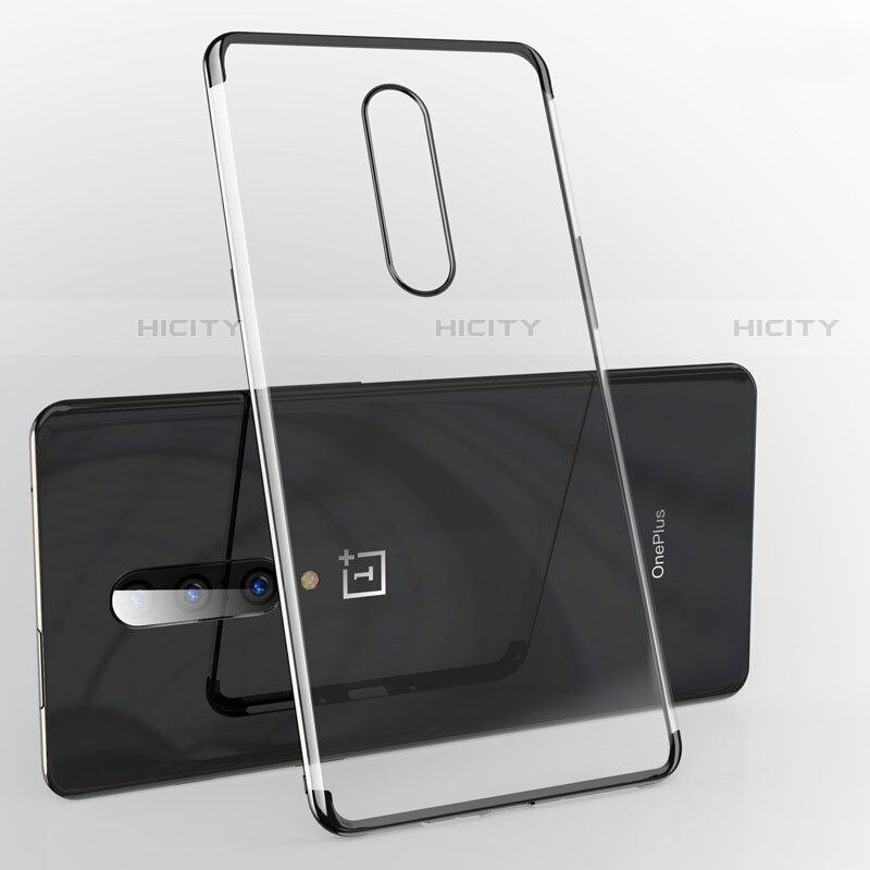 Silikon Schutzhülle Ultra Dünn Tasche Durchsichtig Transparent H02 für OnePlus 7 Pro Schwarz Plus