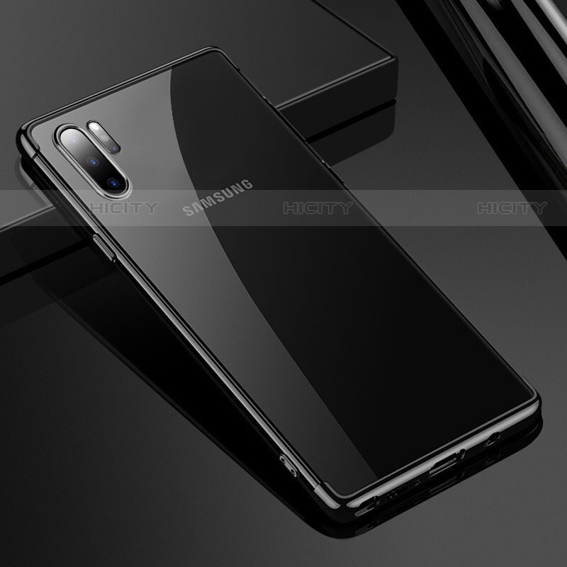 Silikon Schutzhülle Ultra Dünn Tasche Durchsichtig Transparent H02 für Samsung Galaxy Note 10 Plus Schwarz