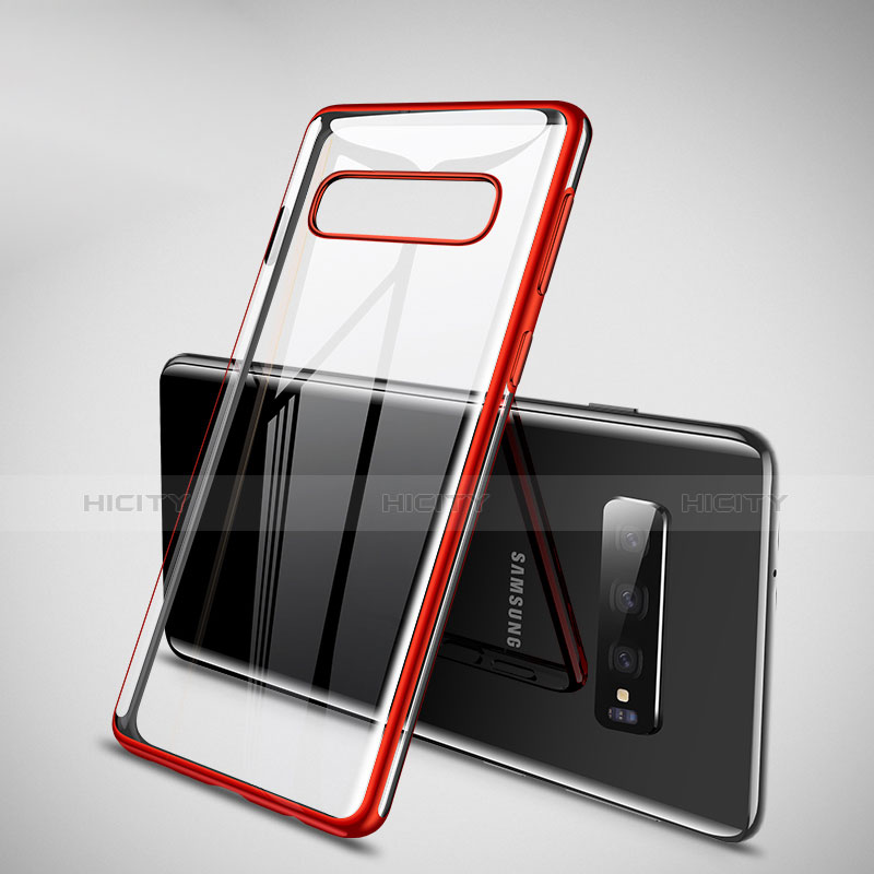 Silikon Schutzhülle Ultra Dünn Tasche Durchsichtig Transparent H02 für Samsung Galaxy S10 Plus Rot